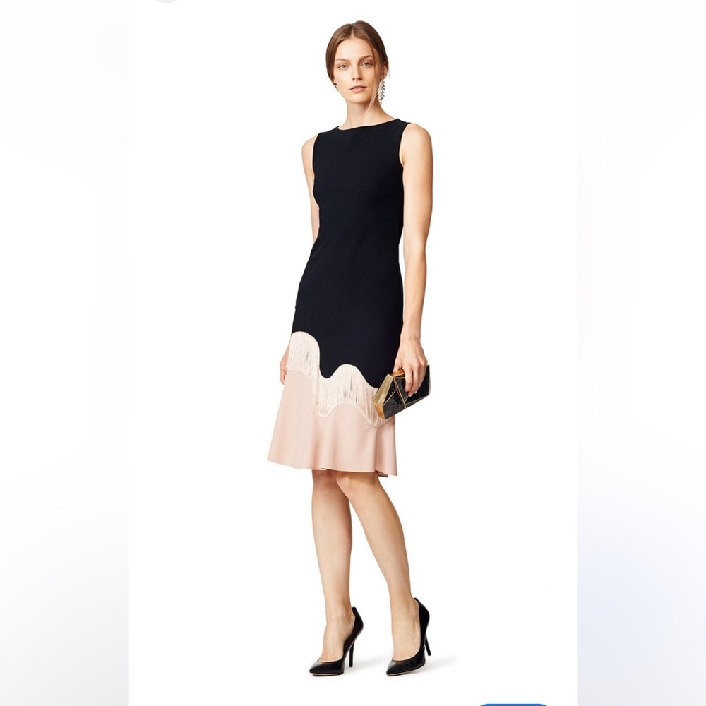 NWT Philosophy di Lorenzo Serafini Black Next Wave beige Fringe Dress size IT 40